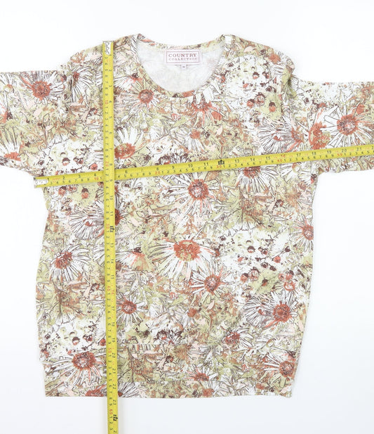 Country Collection Womens Multicoloured Floral Cotton T-Shirt Size 10