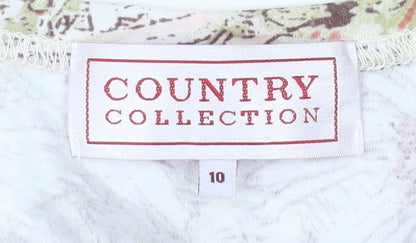 Country Collection Womens Multicoloured Floral Cotton T-Shirt Size 10