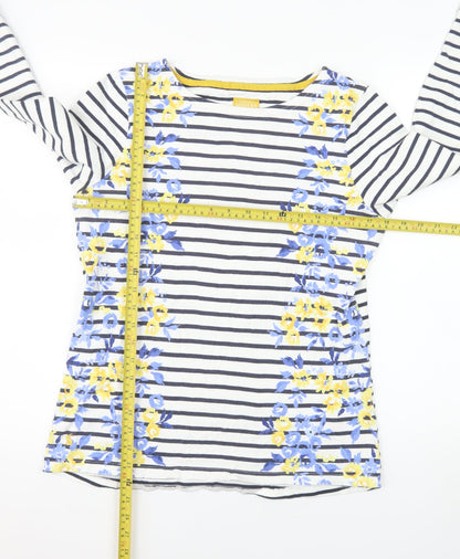 Joules Women’s Multicoloured Floral Stripe Cotton 3/4 Sleeve T-Shirt Size 12