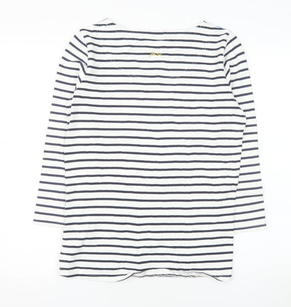 Joules Women’s Multicoloured Floral Stripe Cotton 3/4 Sleeve T-Shirt Size 12