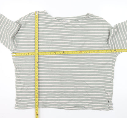 Fat Face Womens Green Striped 3/4 Sleeve Cotton Jersey T-Shirt Size 16