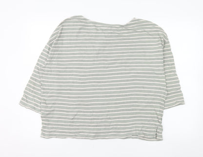 Fat Face Womens Green Striped 3/4 Sleeve Cotton Jersey T-Shirt Size 16