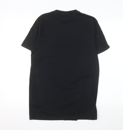Luciano Men's Black Graphic Print Crew Neck T-Shirt Size M Polyester Cotton Blend