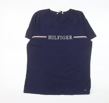 Tommy Hilfiger Women's Blue Cotton Short Sleeve T-Shirt M