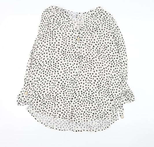 M&Co Women’s White Polka Dot Viscose Tunic Blouse Size 12