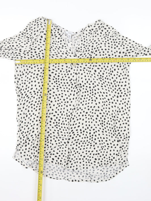 M&Co Women’s White Polka Dot Viscose Tunic Blouse Size 12