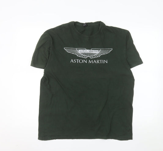 Gildan Men’s Green Aston Martin Logo Cotton T-Shirt Size L