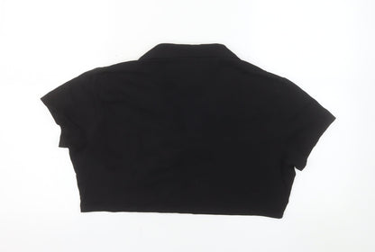 H&M Divided Women's Black Cropped Polo Shirt XL Cotton Blend