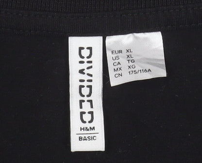 H&M Divided Women's Black Cropped Polo Shirt XL Cotton Blend