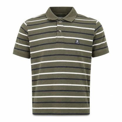 TOG24 Men's Green Striped Cotton Short Sleeve Polo Shirt 2XL