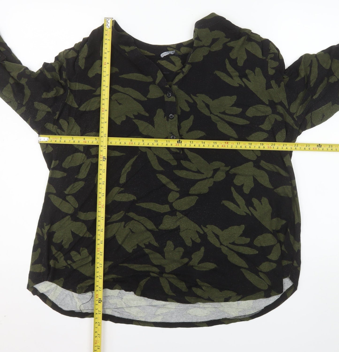Roman Women Green Floral Tunic Blouse Size 20 3/4 Sleeve Henley
