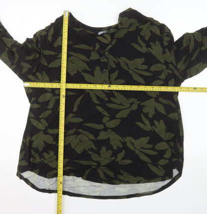 Roman Women Green Floral Tunic Blouse Size 20 3/4 Sleeve Henley