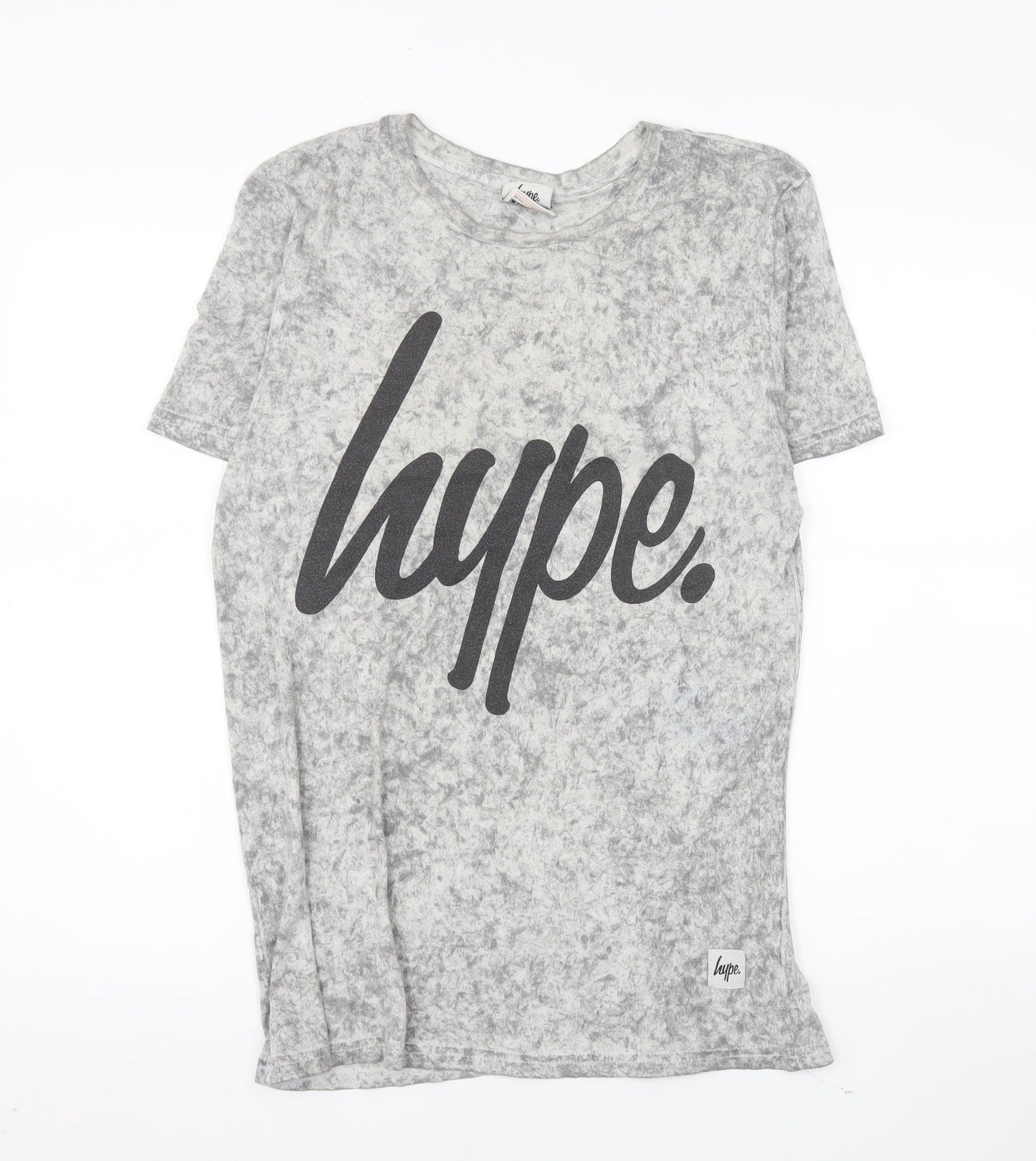 Hype Women's Grey Short Sleeve Crew Neck Logo T-Shirt Medium