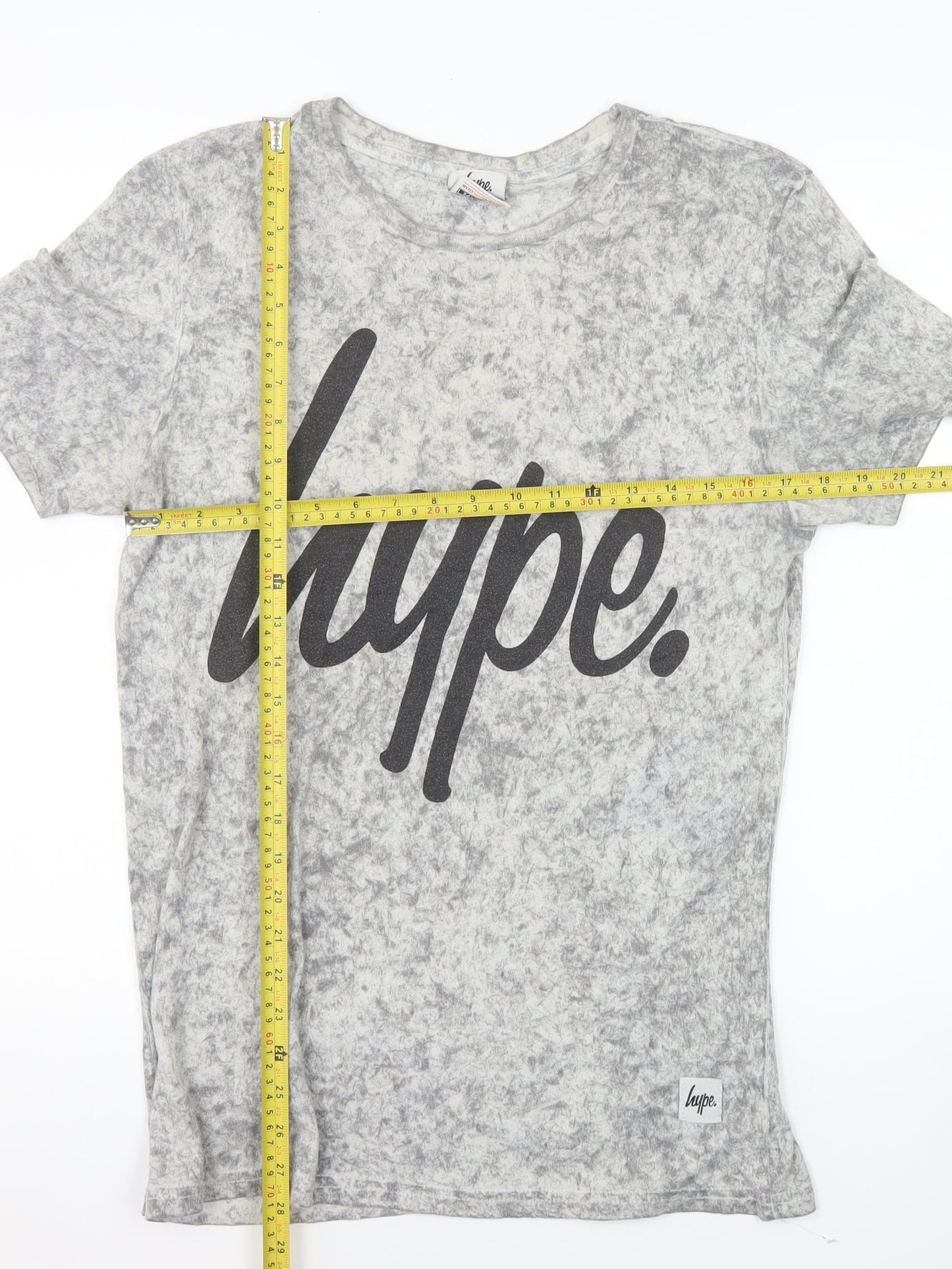 Hype Women's Grey Short Sleeve Crew Neck Logo T-Shirt Medium