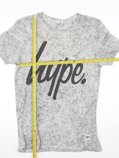Hype Women's Grey Short Sleeve Crew Neck Logo T-Shirt Medium