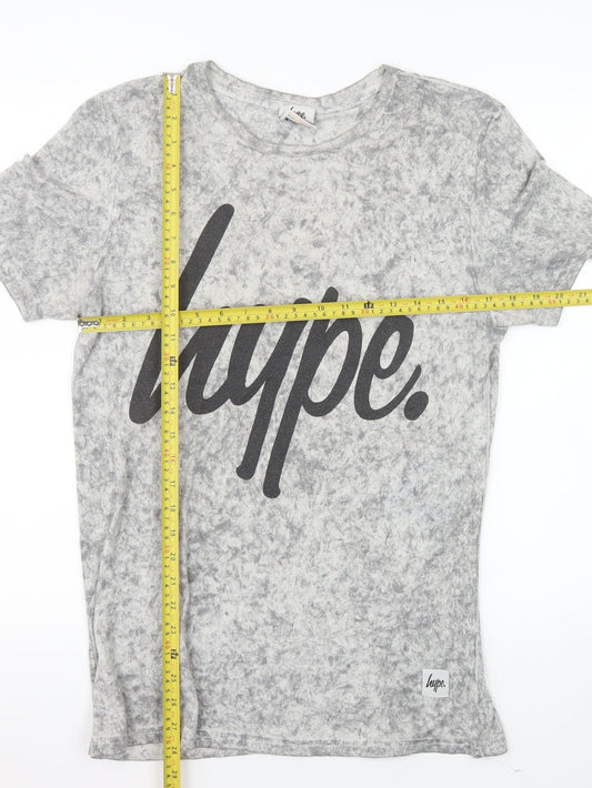 Hype Women's Grey Short Sleeve Crew Neck Logo T-Shirt Medium