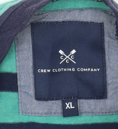 Crew Clothing Company Women Blue Striped Cotton T-Shirt XL