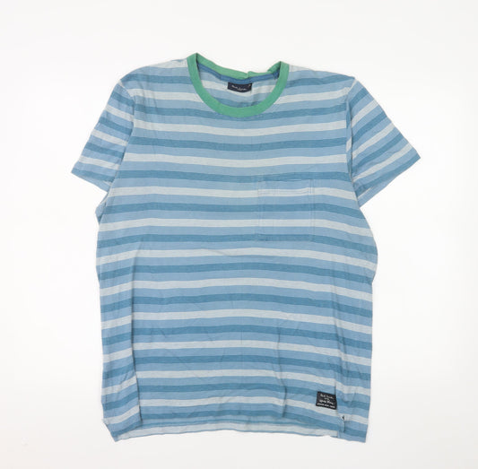 Paul Smith Jeans Men's Blue Striped Cotton Crew Neck T-Shirt Size S