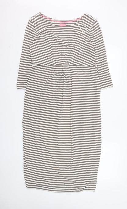 Joules Women’s Grey Striped Knee Length Shift Dress Size 12