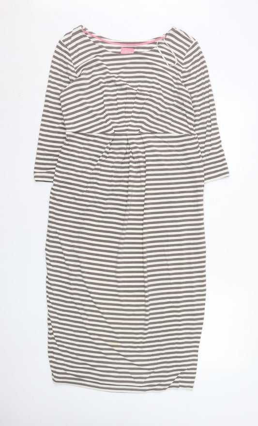 Joules Women’s Grey Striped Knee Length Shift Dress Size 12