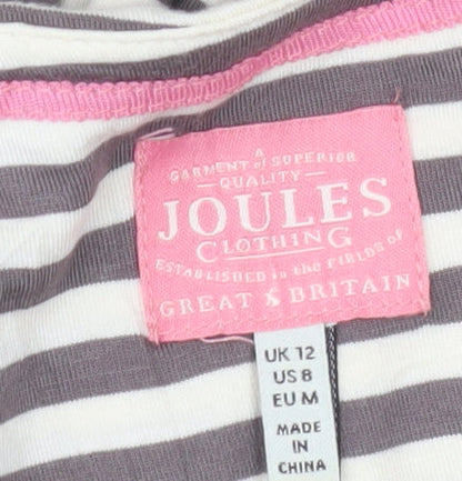 Joules Women’s Grey Striped Knee Length Shift Dress Size 12
