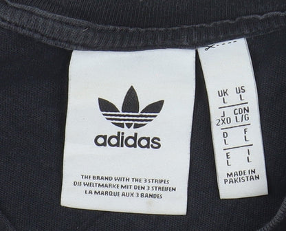Adidas Men's Black Trefoil Logo Cotton Crew Neck T-Shirt Size L