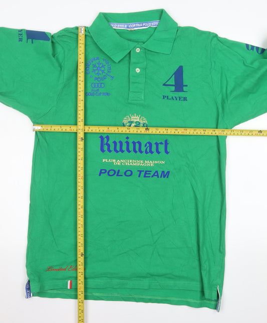 Cortina Polo Style Men's Green Long Sleeve Polo Shirt XL Cotton