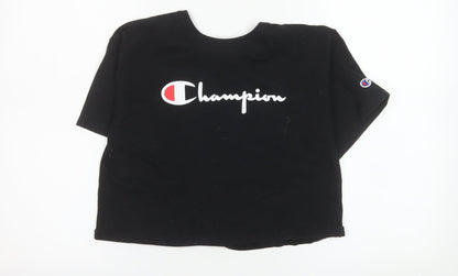Champion Women's Black Cropped T-Shirt Small
