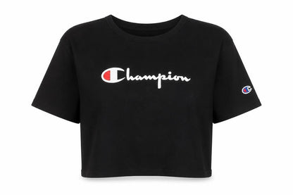 Champion Women's Black Cropped T-Shirt Small