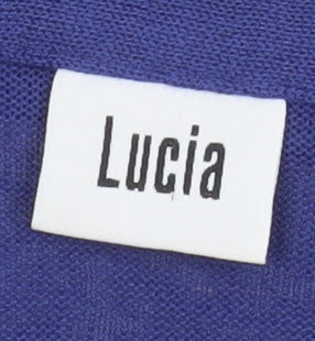 Lucia Women’s Blue Cotton Embroidered Button-Up Shirt Size 10