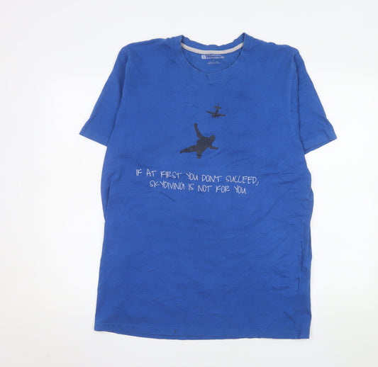 Mountain Warehouse Men Blue L Funny Graphic Cotton T-Shirt