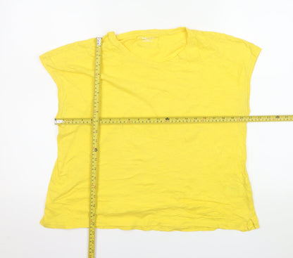 Whistles Women Yellow Cotton Basic Sleeveless T-Shirt Size L