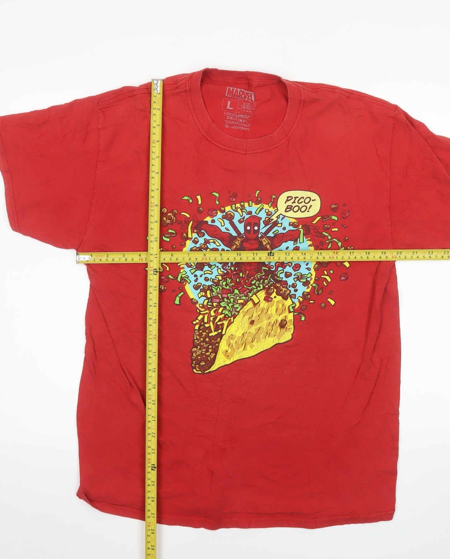 Marvel Lootwear Deadpool Red Crew Neck Short Sleeve Men's T-Shirt Size L