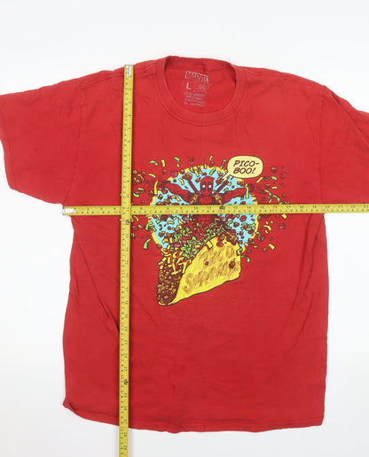 Marvel Lootwear Deadpool Red Crew Neck Short Sleeve Men's T-Shirt Size L