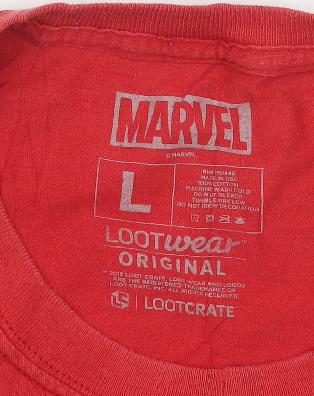 Marvel Lootwear Deadpool Red Crew Neck Short Sleeve Men's T-Shirt Size L