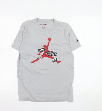 Jordan Boys Grey Air 23 Graphic T-Shirt Size 12-13 Years Crew Neck