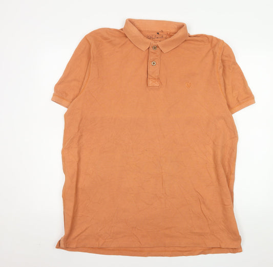 Fat Face Men's Orange XL Vintage Wash Cotton Polo Shirt