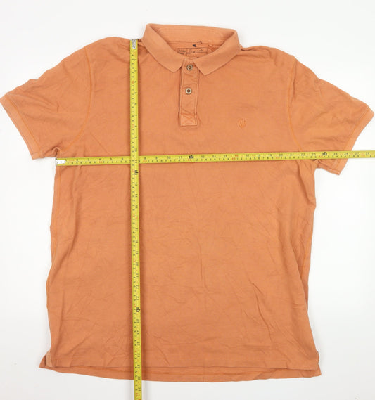 Fat Face Men's Orange XL Vintage Wash Cotton Polo Shirt