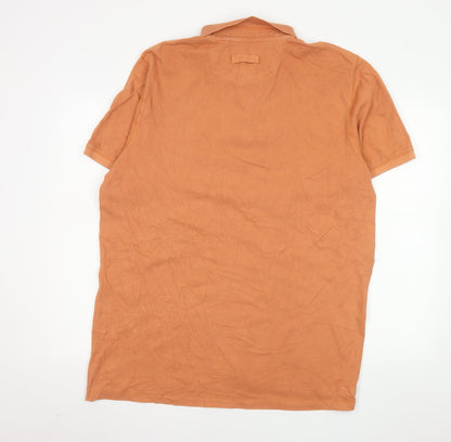 Fat Face Men's Orange XL Vintage Wash Cotton Polo Shirt
