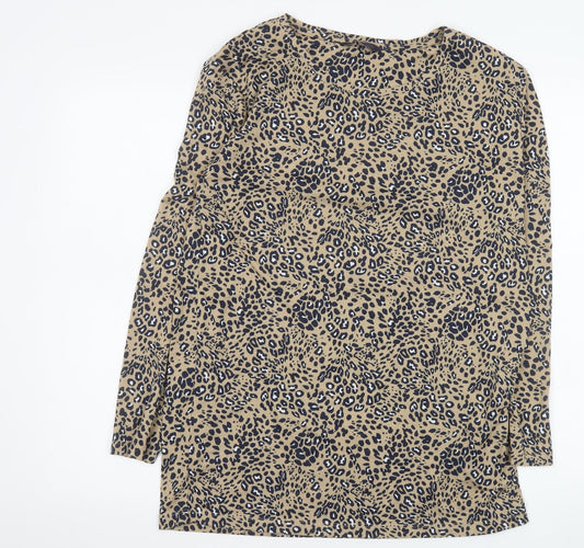 Marks and Spencer Women’s Beige Animal Print Blouse Size 10 Long Sleeve