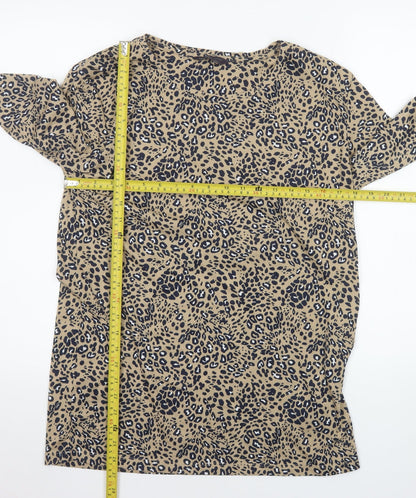 Marks and Spencer Women’s Beige Animal Print Blouse Size 10 Long Sleeve