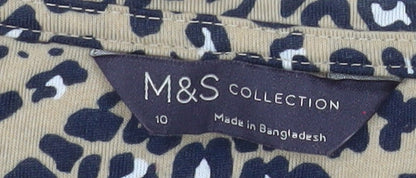 Marks and Spencer Women’s Beige Animal Print Blouse Size 10 Long Sleeve