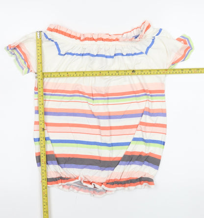 Next Women’s Multicoloured Striped Off Shoulder Tunic Blouse Size 8