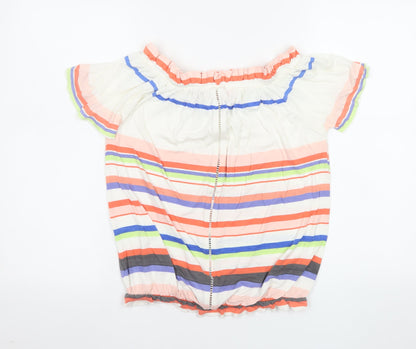 Next Women’s Multicoloured Striped Off Shoulder Tunic Blouse Size 8