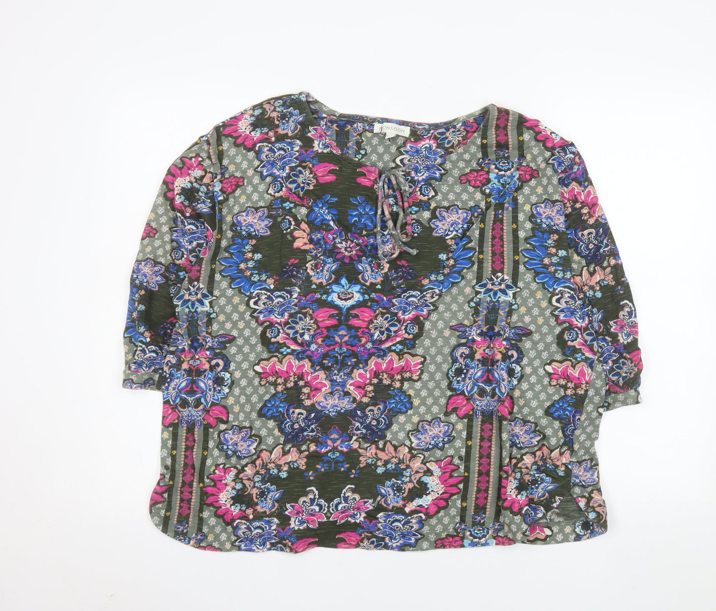 Monsoon Women’s Multicoloured Cotton Bohemian Floral Blouse L