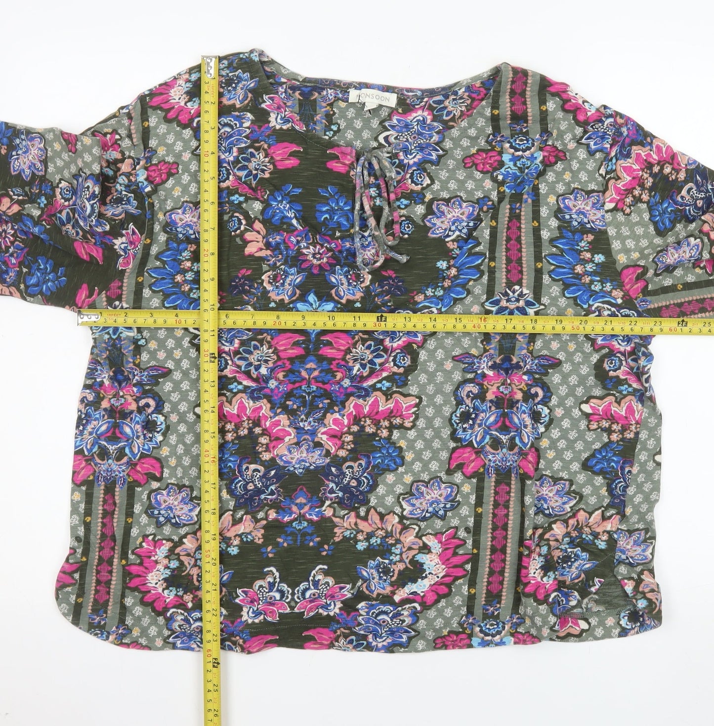Monsoon Women’s Multicoloured Cotton Bohemian Floral Blouse L