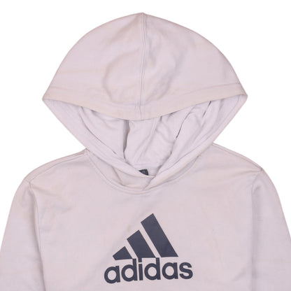 Adidas Boys Beige Blue Pullover Hoodie Logo Print Size 13-14 Years