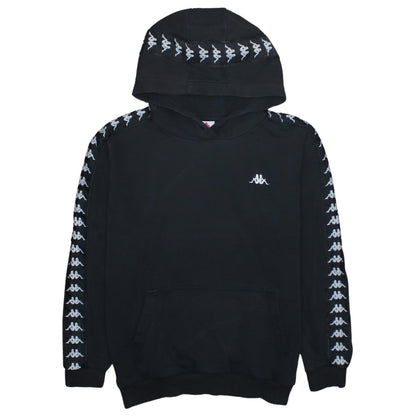 Kappa Boys Black Logo Tape Pullover Hoodie Size 14-15 Years