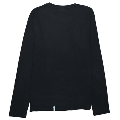 Puma Boys Black Long Sleeve Crew Neck Sports Logo Cotton T-Shirt XS