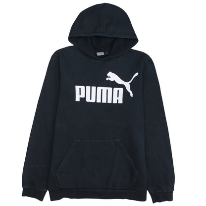 Puma Boys Black Pullover Hoodie 15-16 Years Logo Print Cotton Blend
